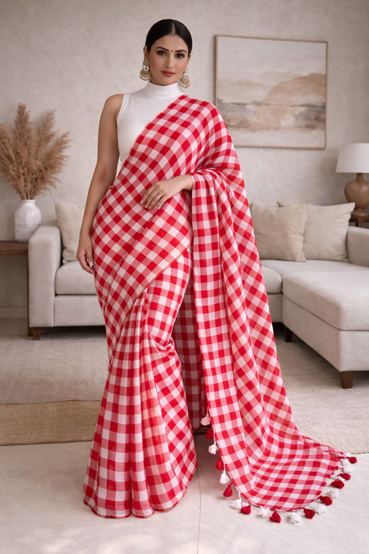 Office wear 120 thread count handloom mal cotton red checks