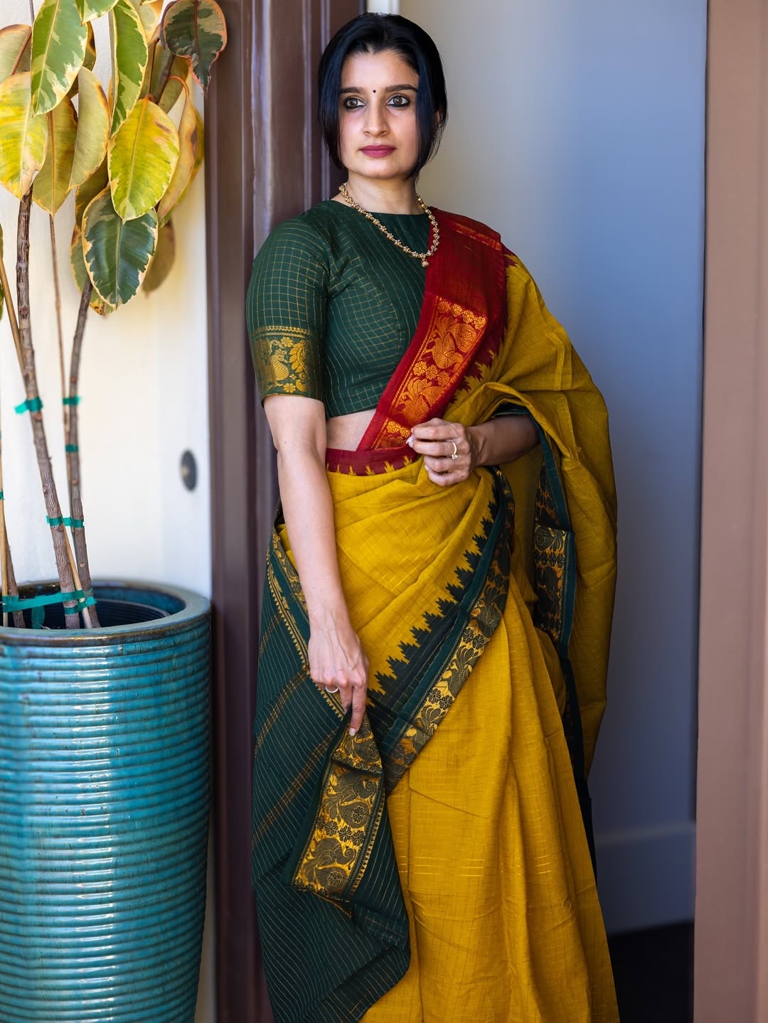 Tarangini Handloom zari checks ganga jamuna sungudi sarees