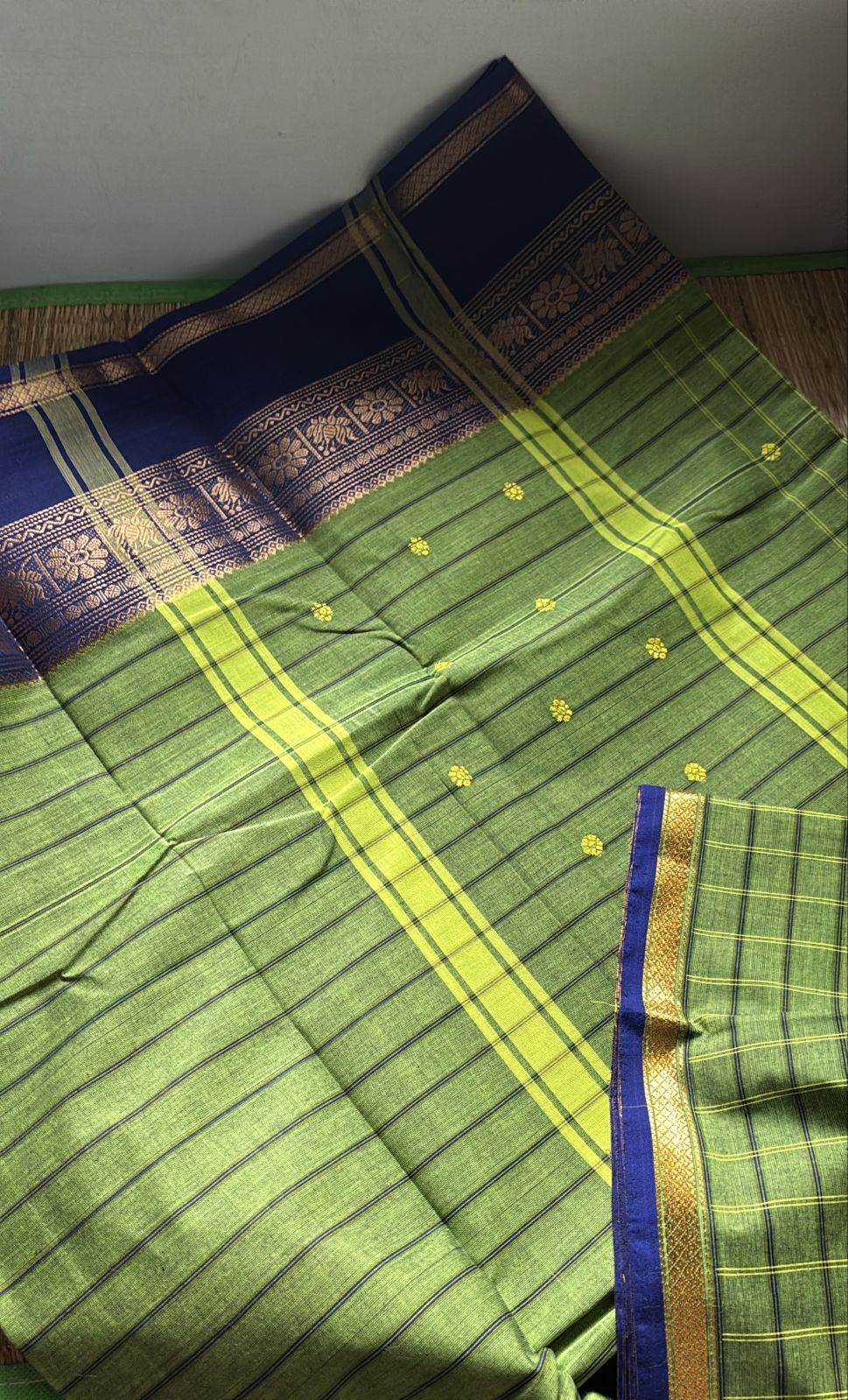Vintage kadangi chettinad cotton saree without blouse piece