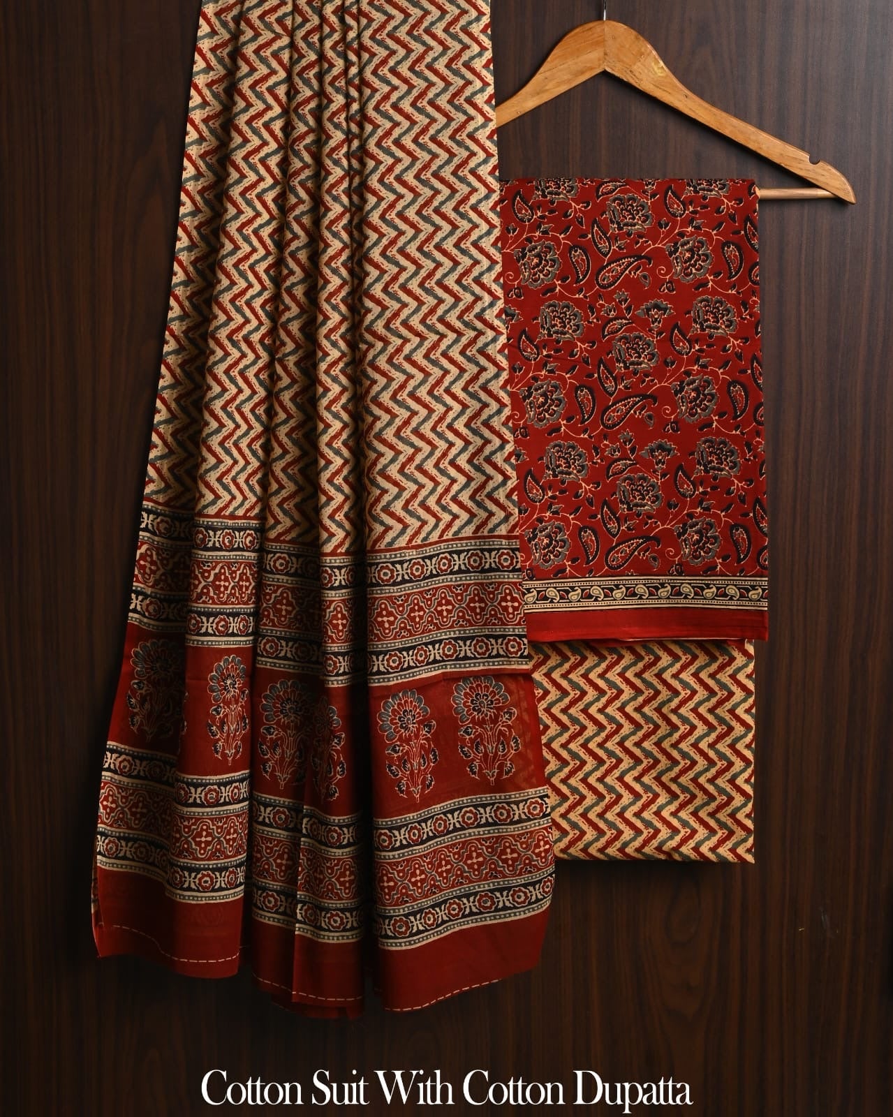 Jaipur block printed pure cotton Suit Material Unstitched
