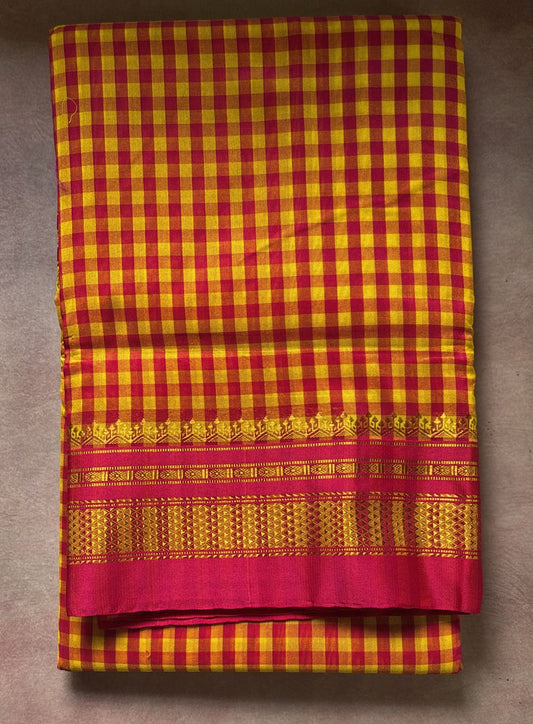 Yashoda yellow and pink Ilkal silk saree