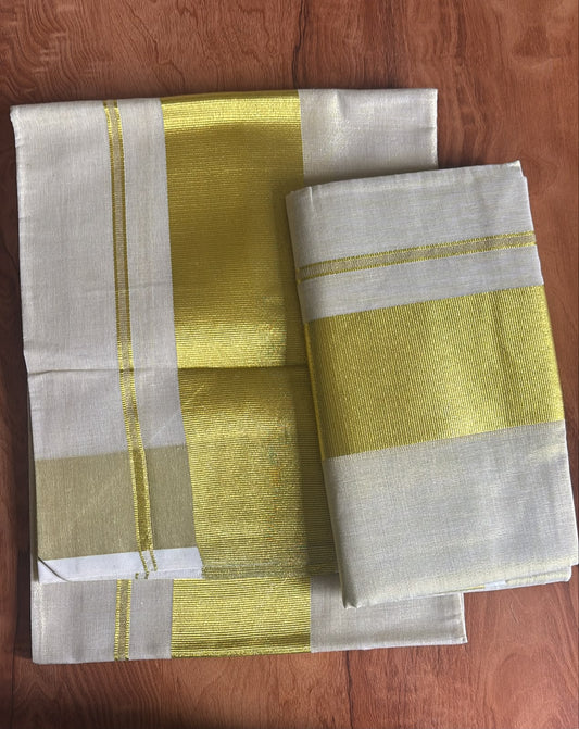 Golden tissue Kasavu Set Mundu
