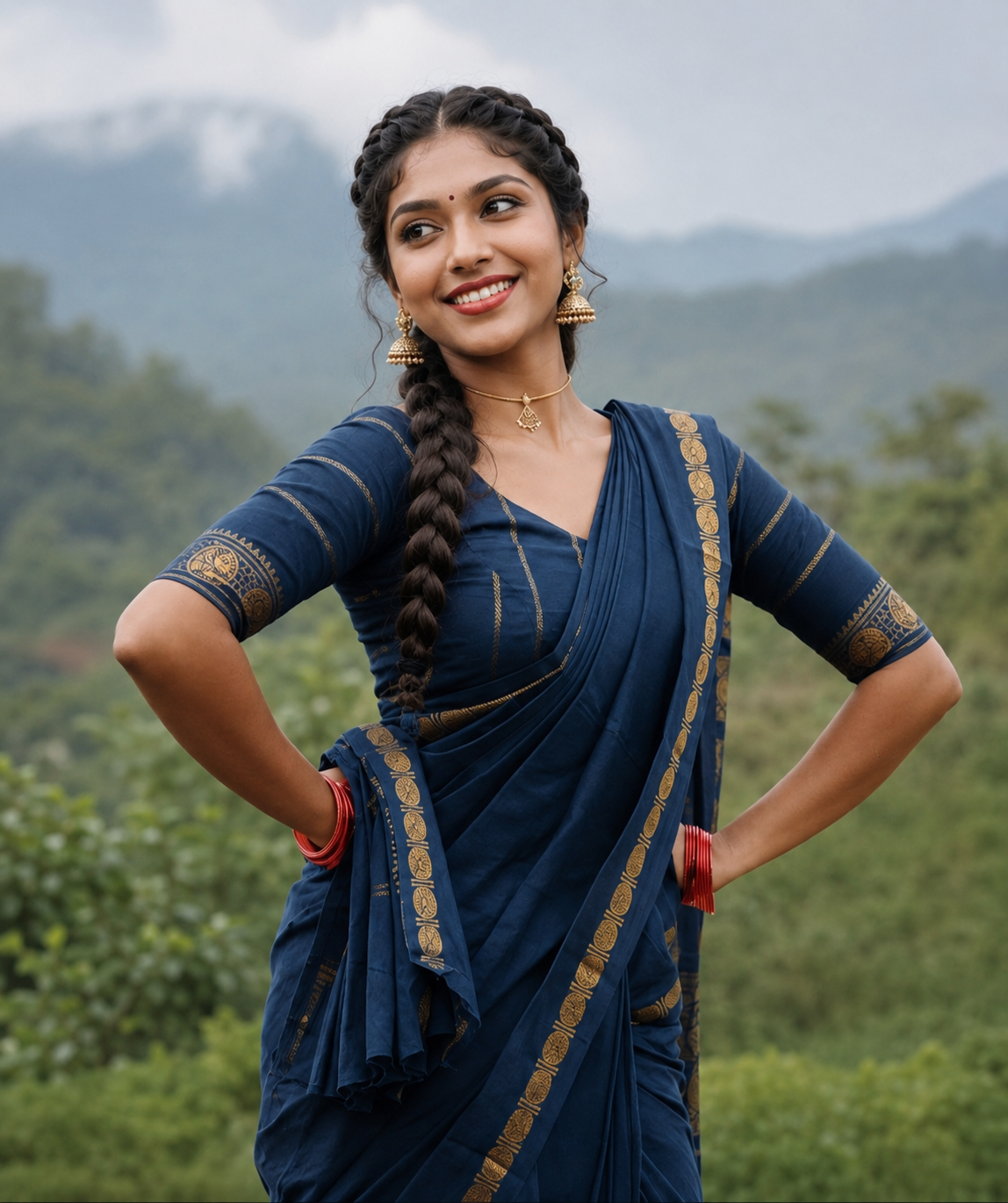 Rudraksha retta petta border Sungudi handloom cotton Saree with blouse piece