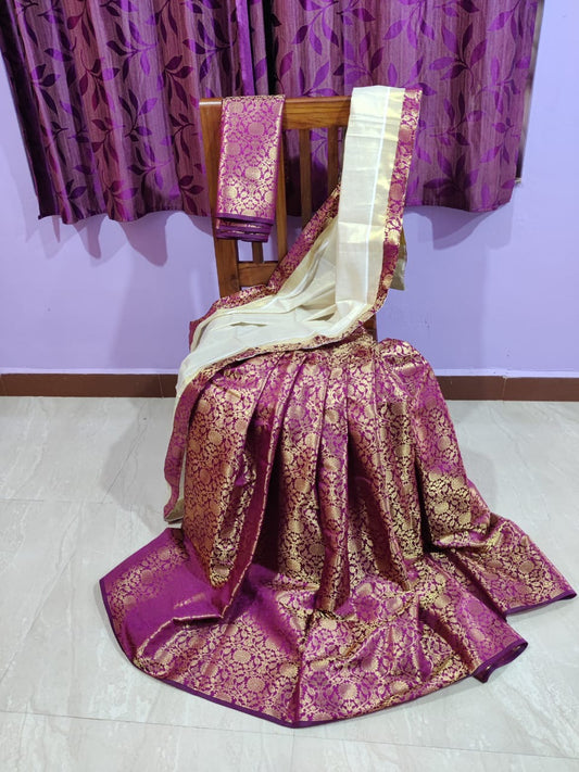 Sarvani brocade Semi stitched dhawani lehenga Set