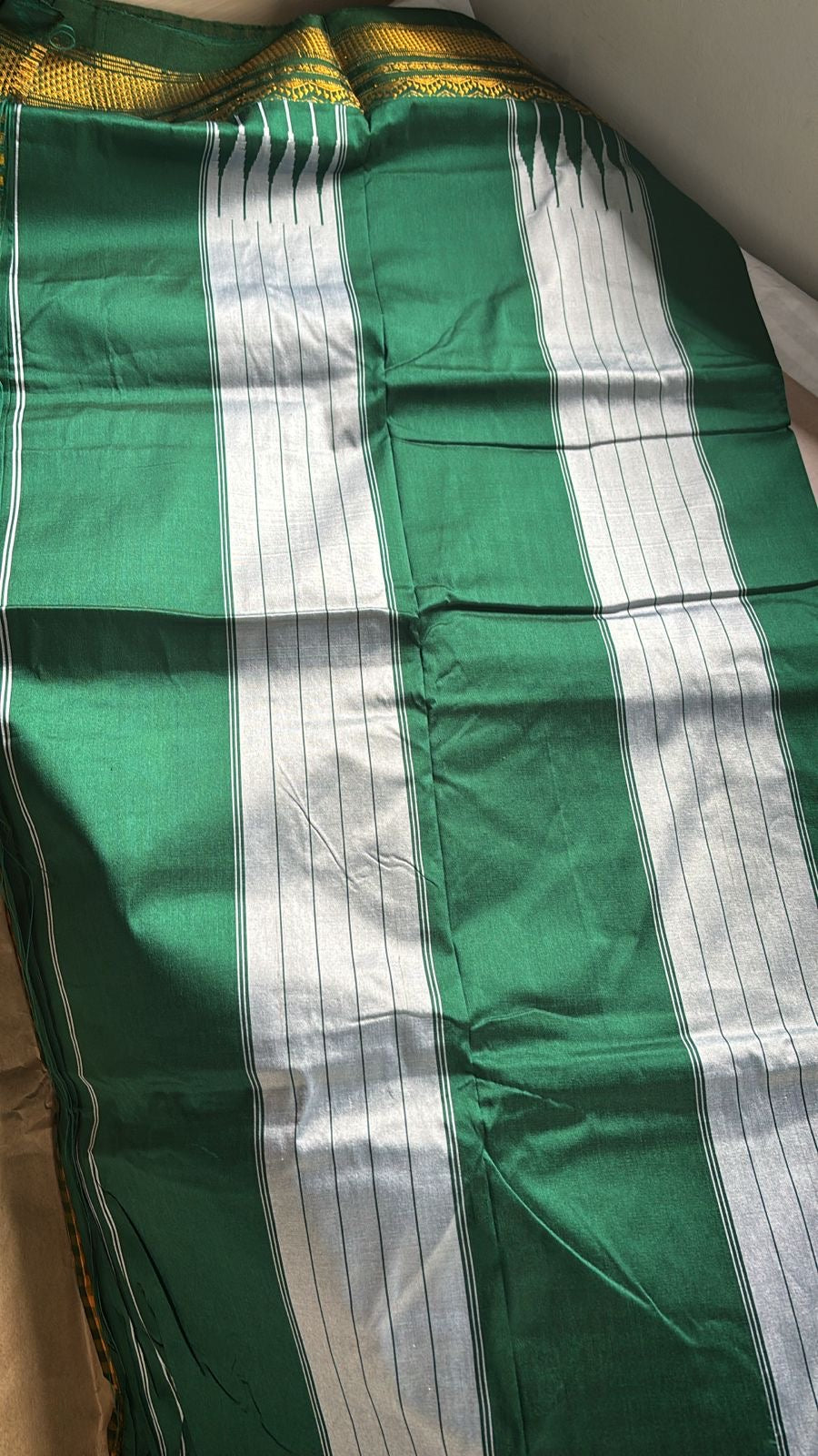Yashoda yellow and green checks Ilkal  cotton silk sarees
