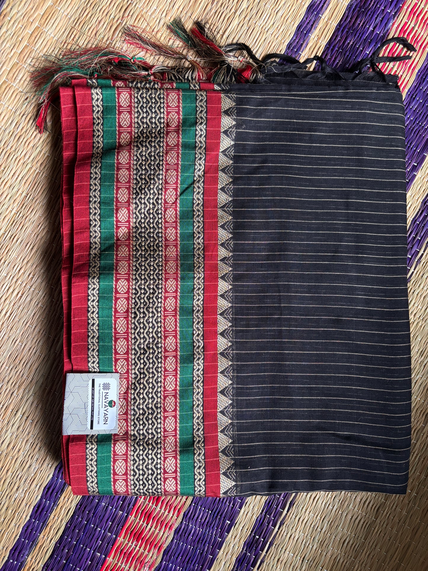 Vrinda वृंदा Narayanpeth Black Striped temple border Vintage Sarees
