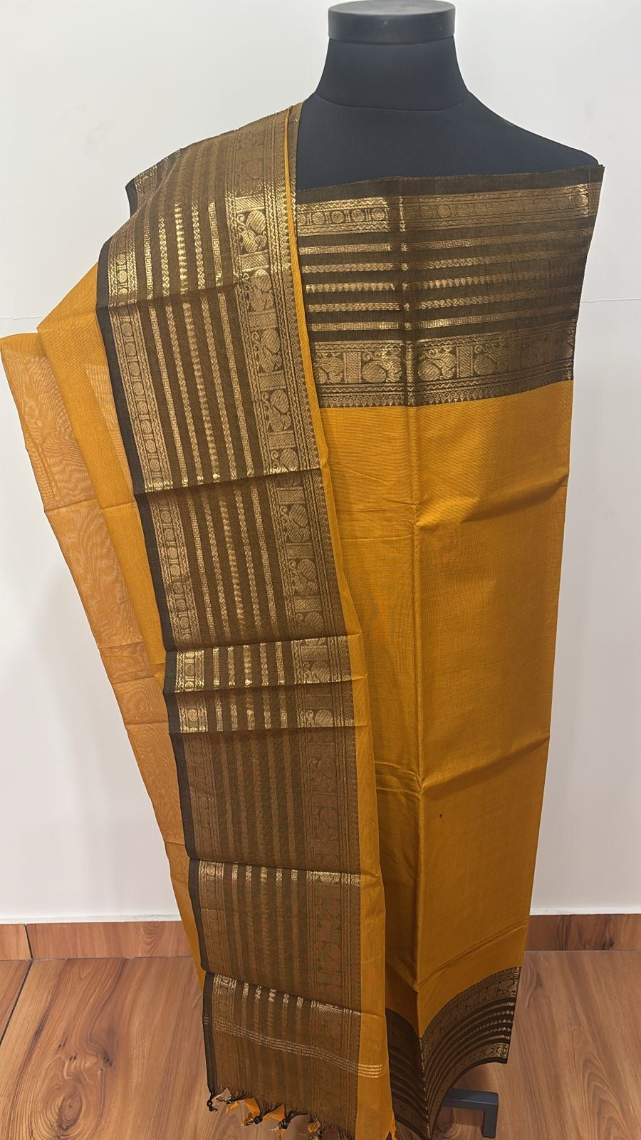 Vintage Mustard yellow Chettinad Suit set Unstitched