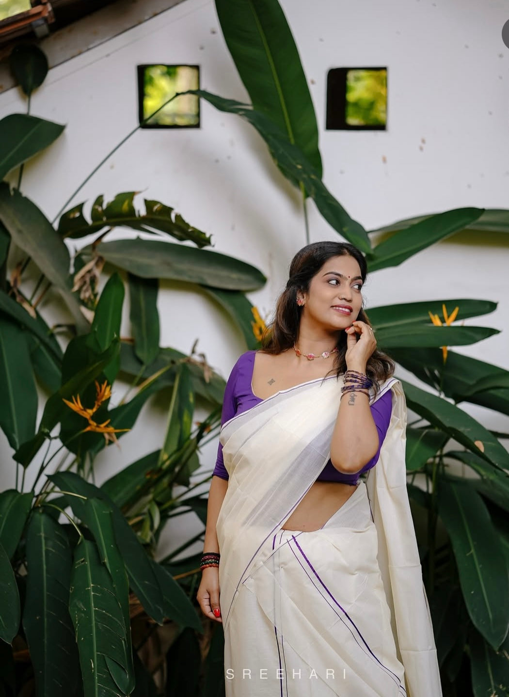 Puliyilakara Single Set Mundu violet, Rajila’s choice