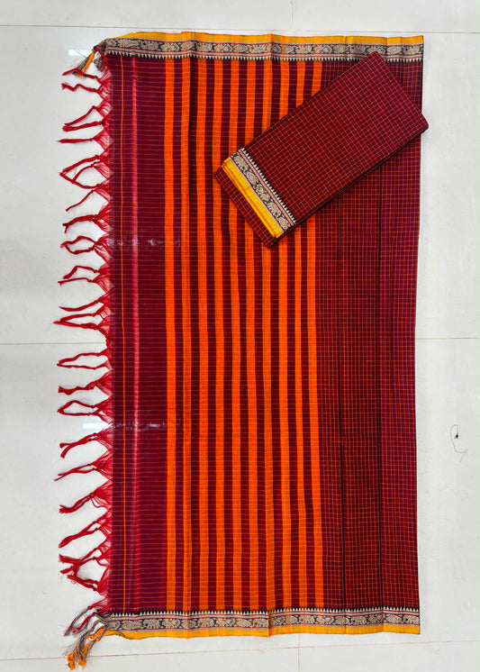 Gas Mercerised Narayanpeth Suit Set Rust Maroon