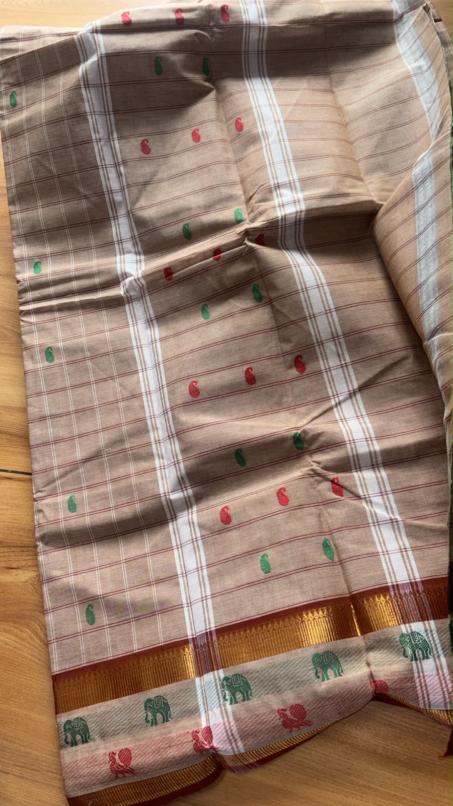 Dual border Kanchi cotton Saree without blouse SGS45
