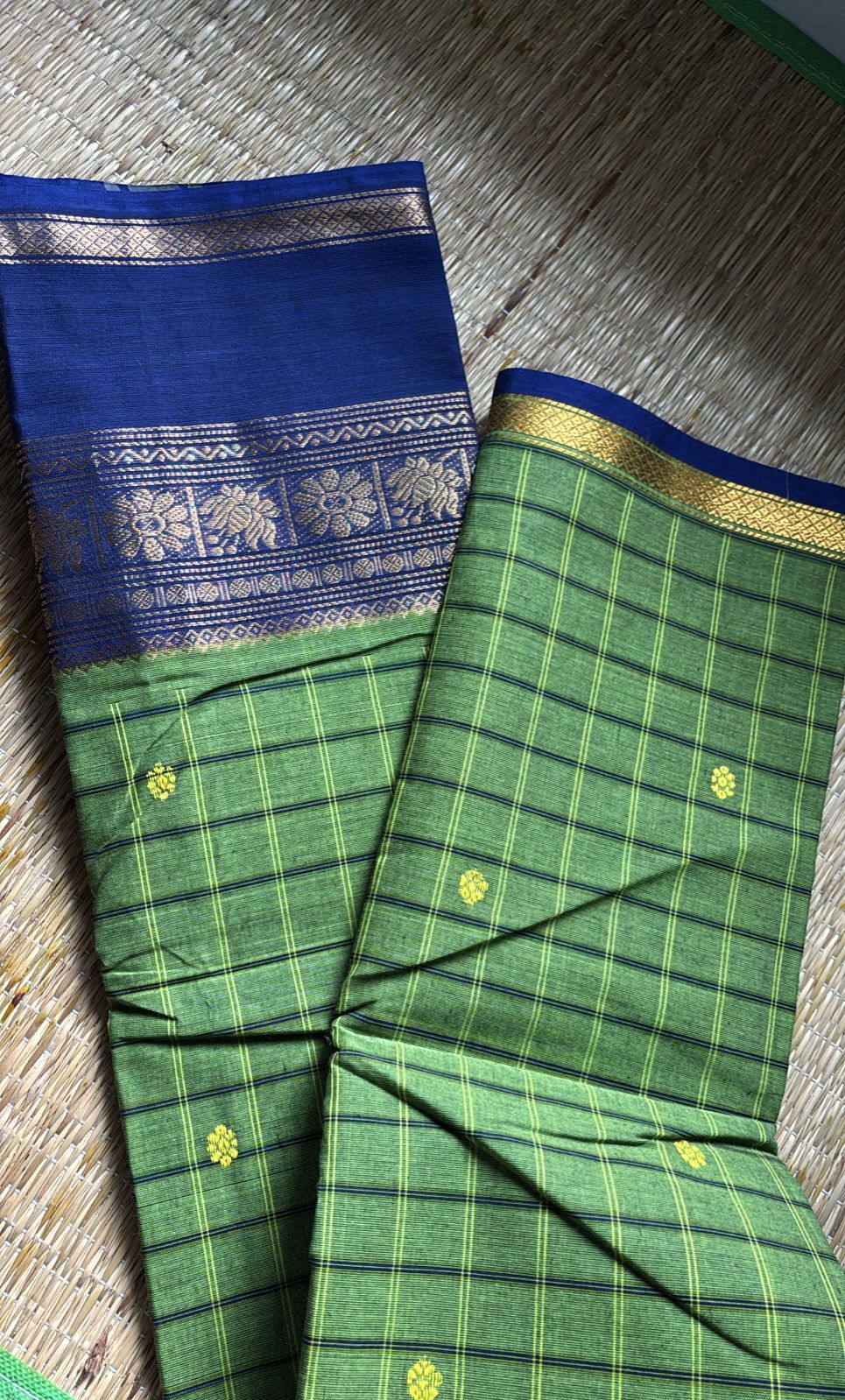 Vintage kadangi chettinad cotton saree without blouse piece
