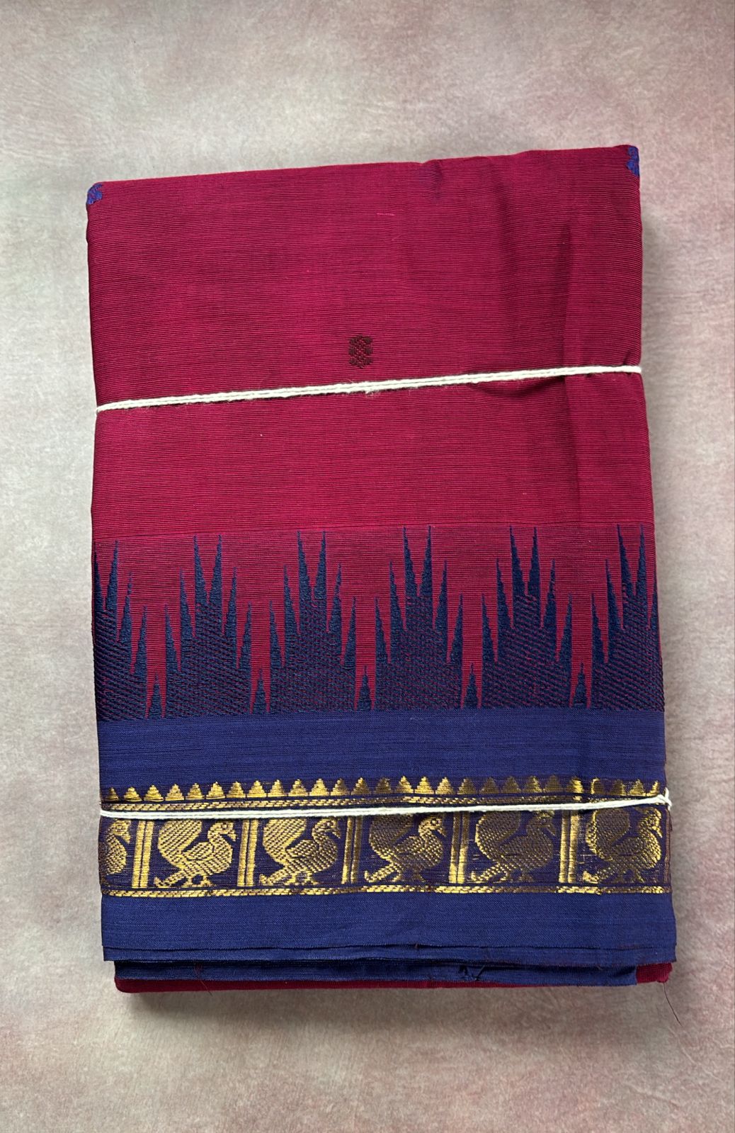 Sangita vintage temple border Saree, beet red and purple