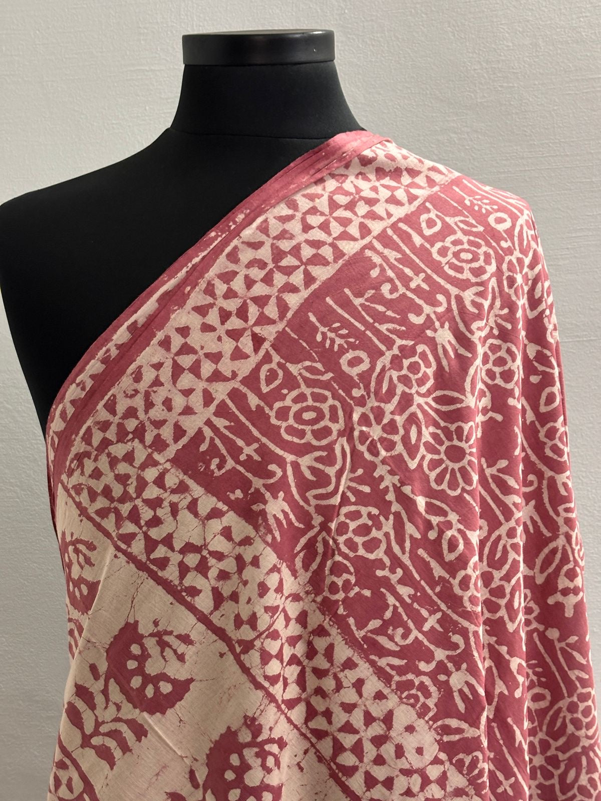 Vasanthika onion pink hand block printed Natural dyed soft cotton sarees