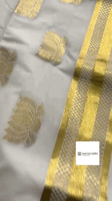 Light weight easy to drape premium Kerala Kasavu lotus Saree