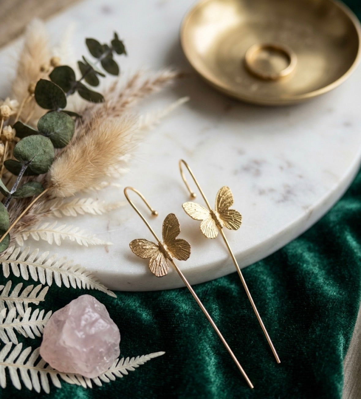 Anti tarnish brass butterfly ear cuffs