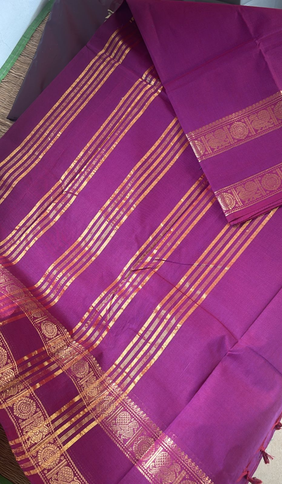 Vintage dual tone Chettinad Retta petta border Vintage Festive Saree