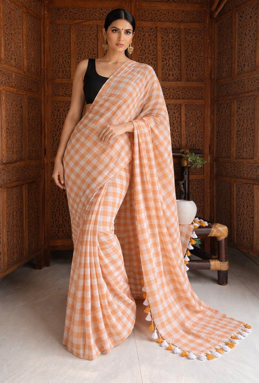 Office wear 120 thread count handloom mal cotton beige checks