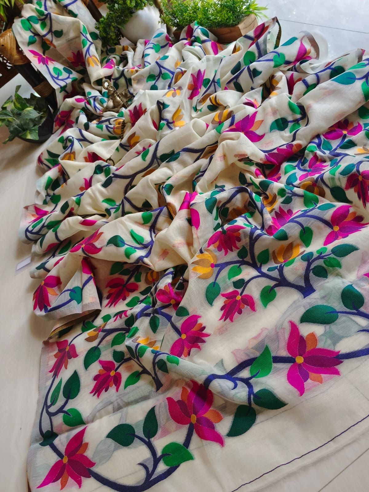 Muslin floral Saree