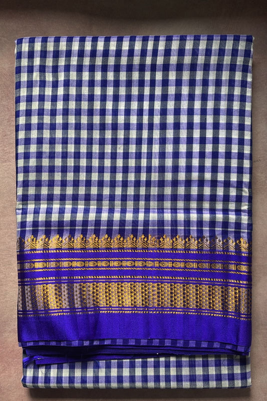 Yashoda violet check Ilkal silk saree
