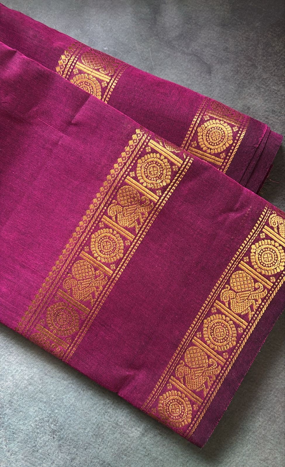 Vintage Chettinad Cotton saree with blouse Majenta Shwetha Maam’s Choice