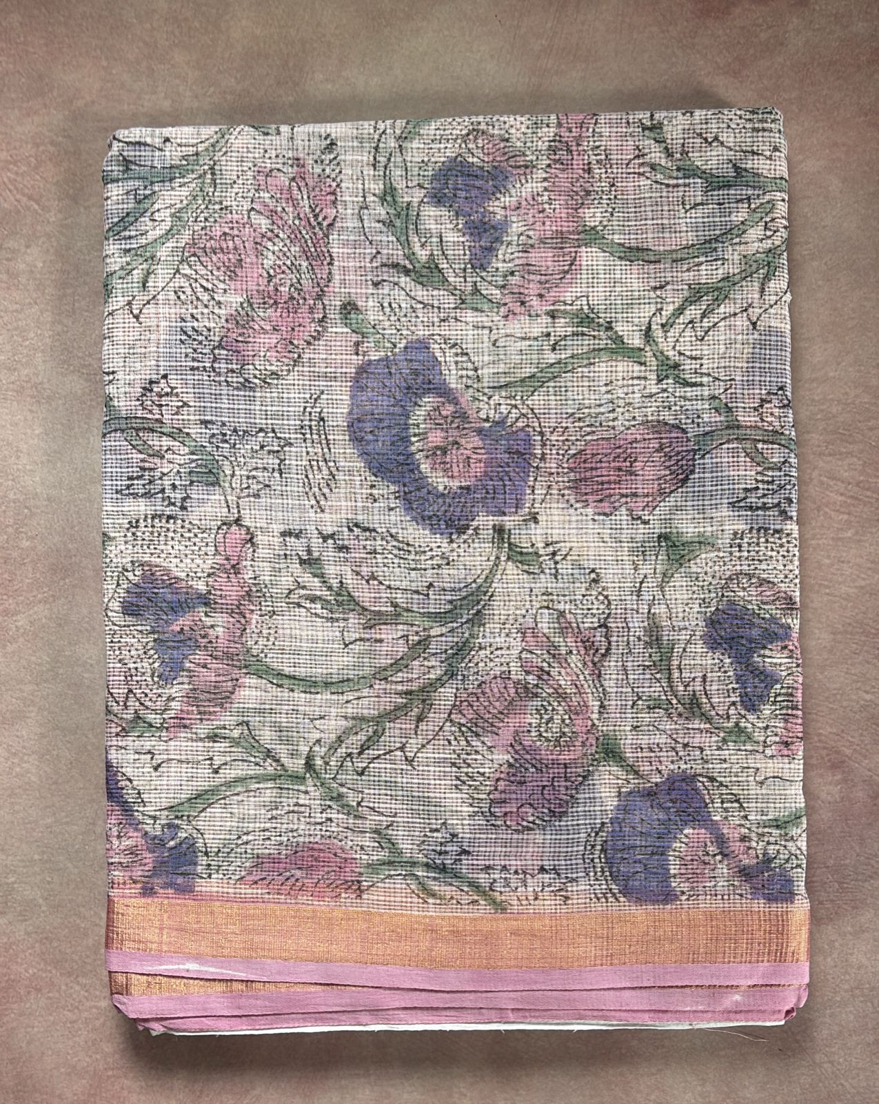 Kota doria Saree floral pink
