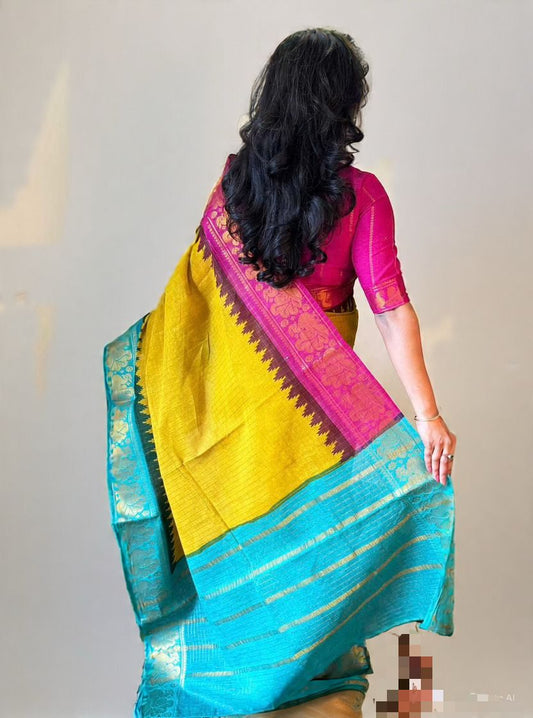 Tarangini Ganga jamuna Sungudi cotton saree with blouse