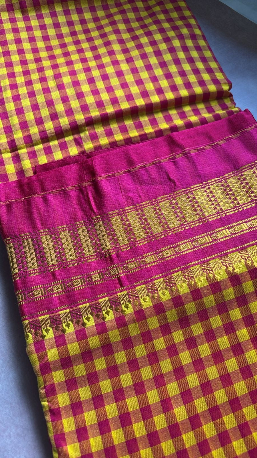 Yashoda yellow and pink Ilkal silk saree