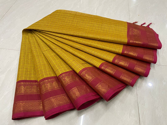Lakshadeepan thousand butta Sarees mango yellow