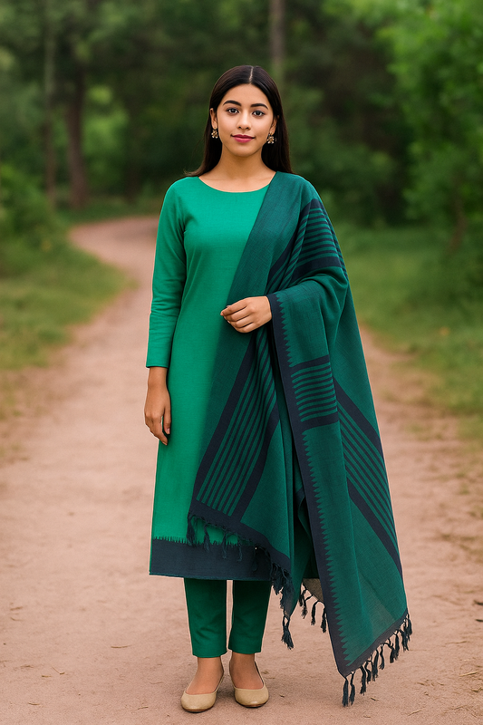 Mangalagiri temple border pure cotton Suit materials Unstitched MA03
