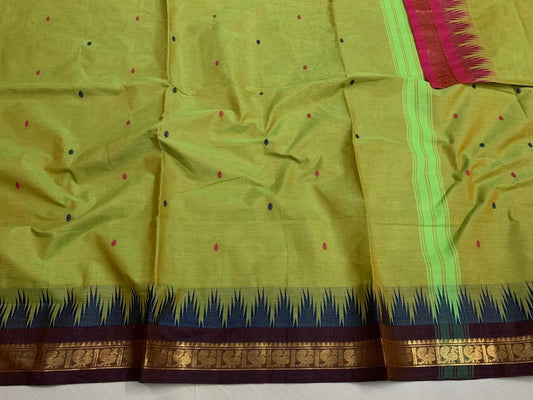 Sangita Ganga Jamuna temple border Green Saree