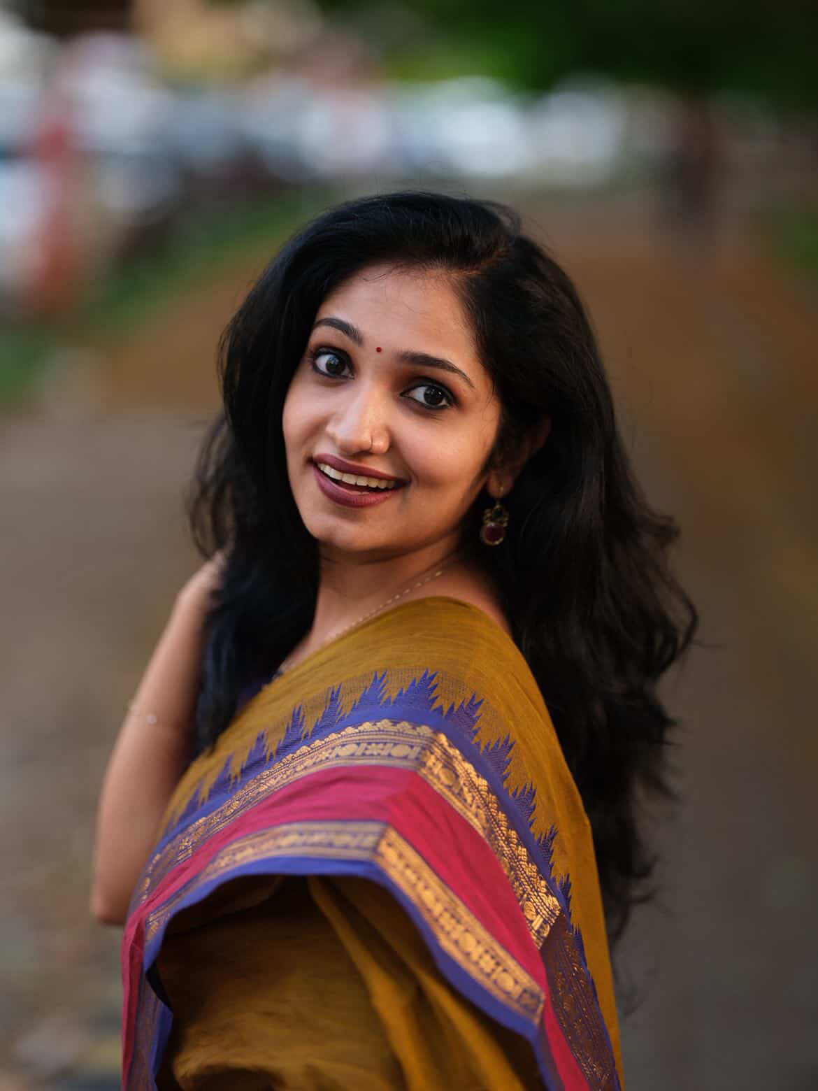 Sangita Chettinad kanchi cotton rustic shade with temple border Saree