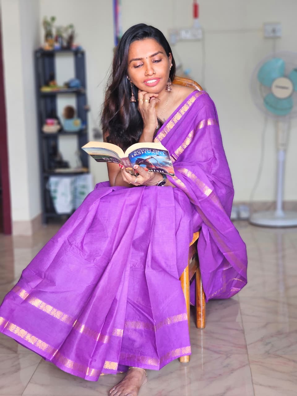 Tarangini Sungudi Cotton sarees with blouse violet