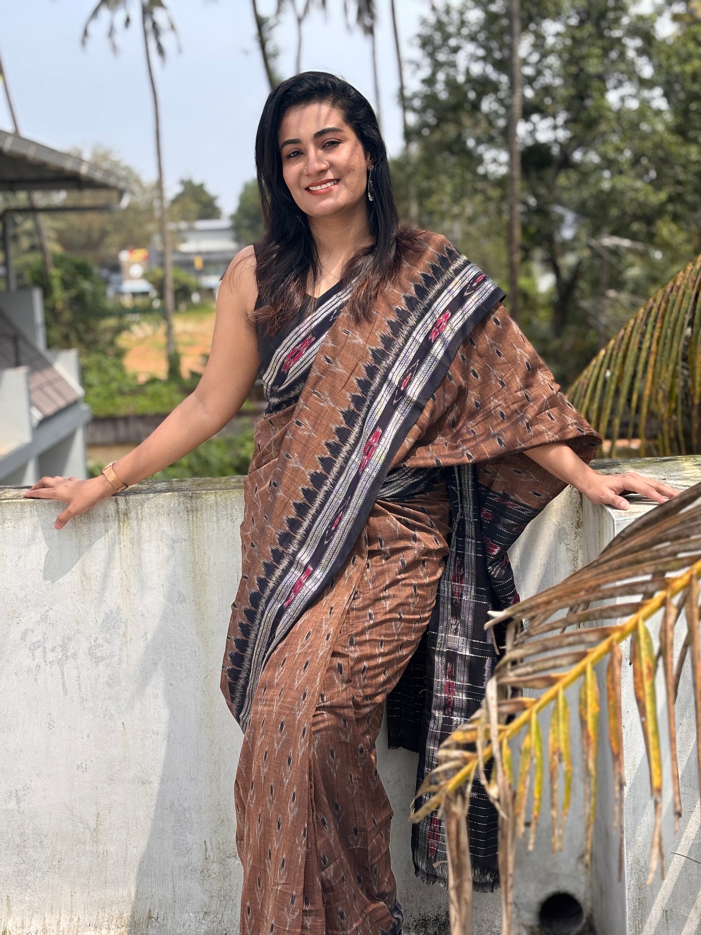 Sambalpuri Odisha Handloom Cotton Sarees Brown