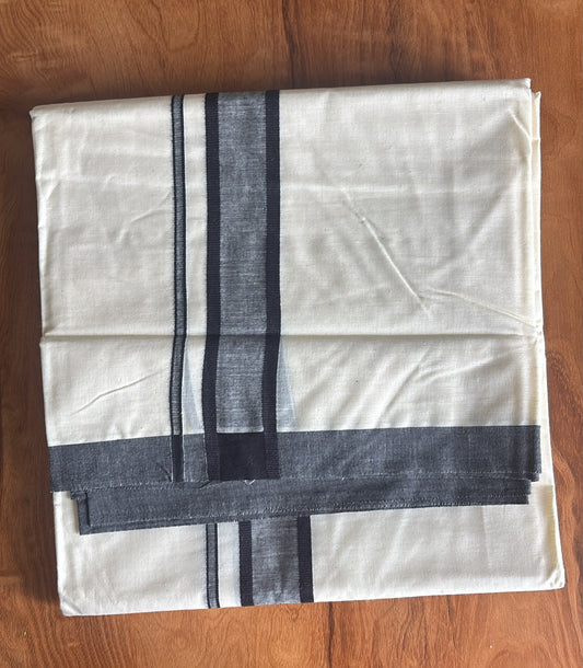 Heritage gents double Mundu black and grey border