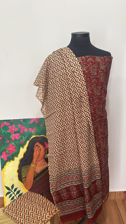 Jaipur block printed pure cotton Suit Material Unstitched