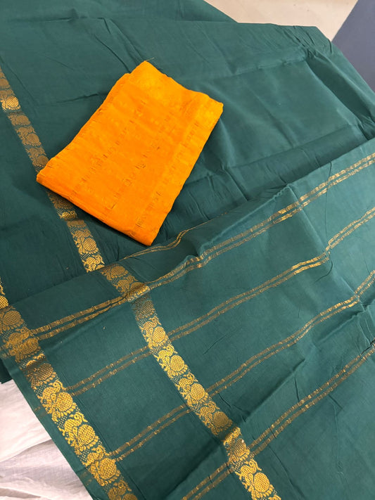 Tarangini handloom Sungudi Cotton Sarees Green
