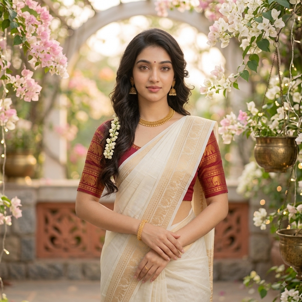 Sungudi handloom cotton Mayuri peacock double border saree with red blouse