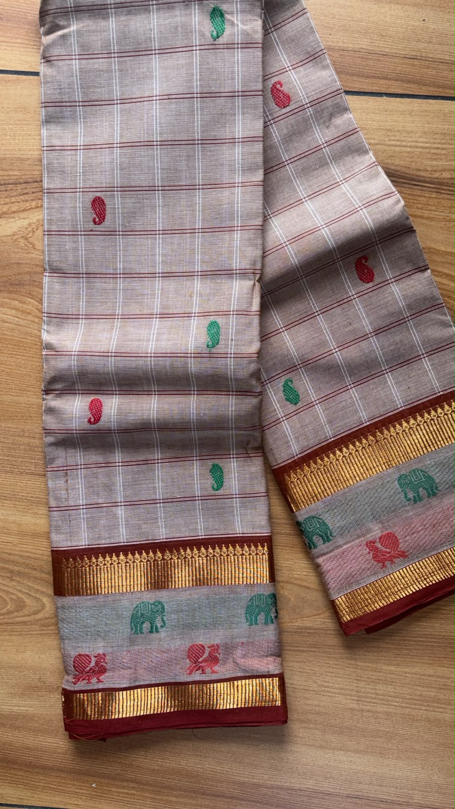 Dual border Kanchi cotton Saree without blouse SGS45