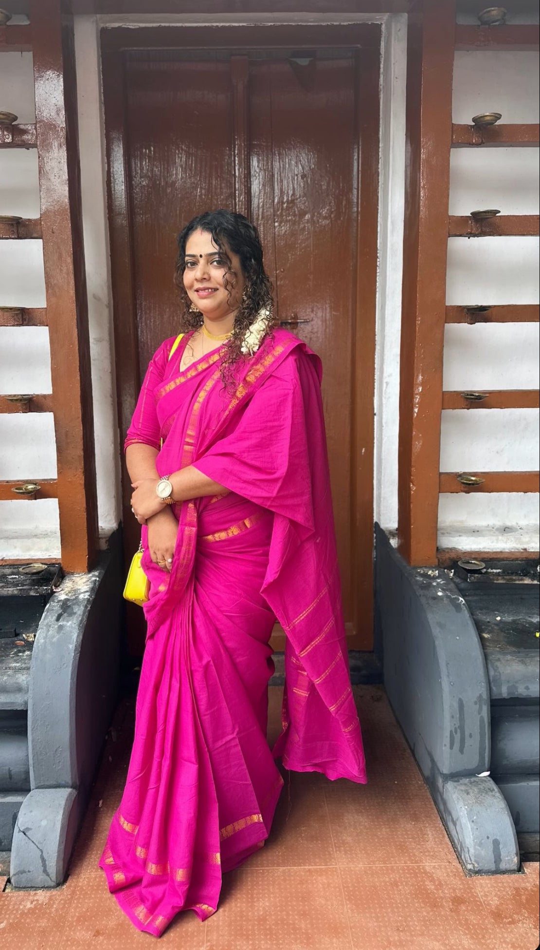 Tarangini Majenta handloom sungudi plain sarees, Sithara’s choice