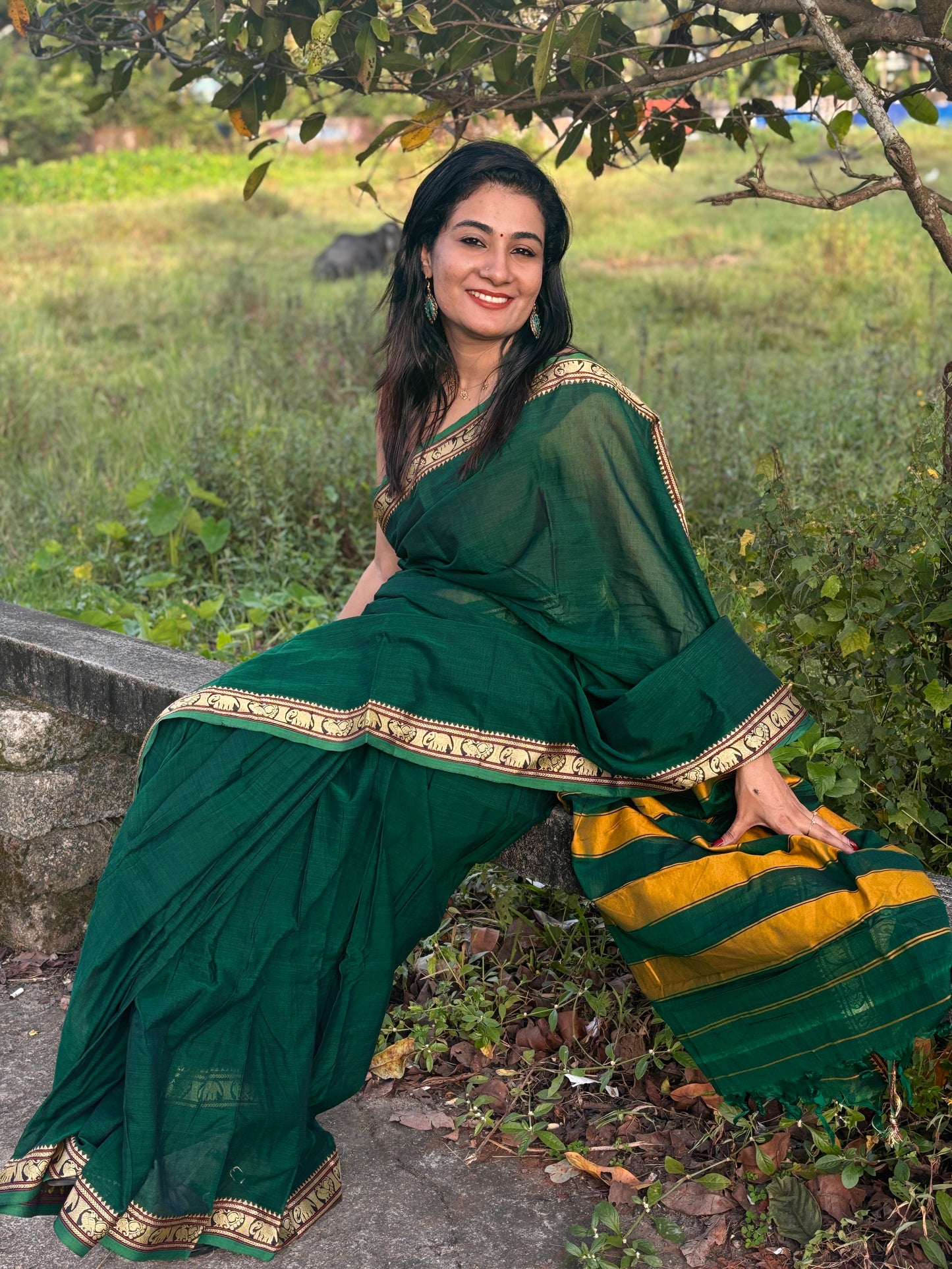 Vrinda Narayanpeth green Vintage Sarees