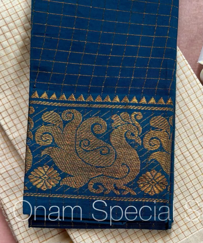 Peacock motif Zari kattam Sungudi handloom blouse piece BLS7