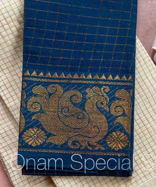 Peacock motif Zari kattam Sungudi handloom blouse piece BLS7