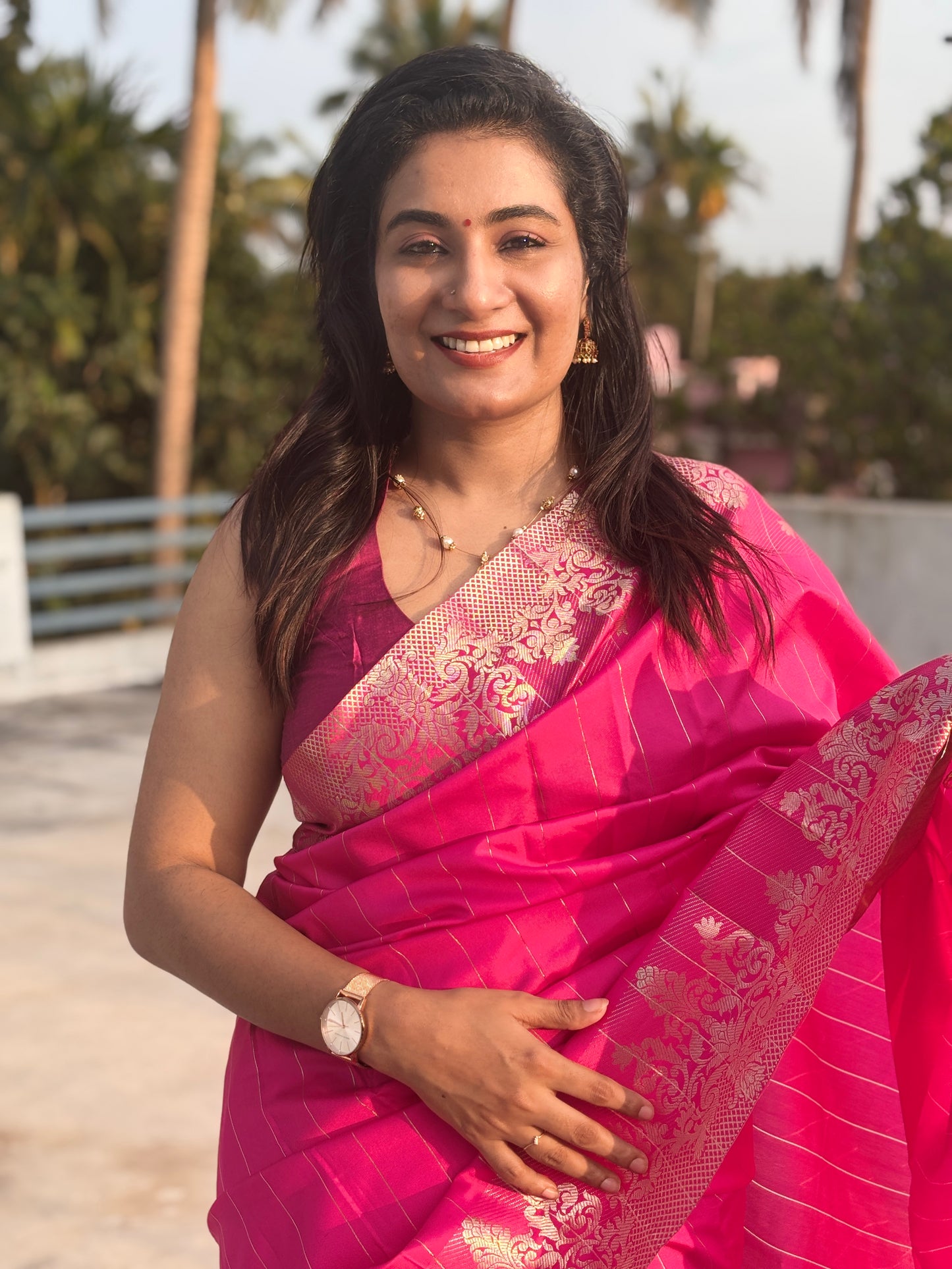 Banarasi festive pink silver zari soft silk  saree