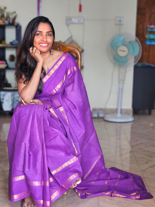 Tarangini Sungudi Cotton sarees with blouse violet