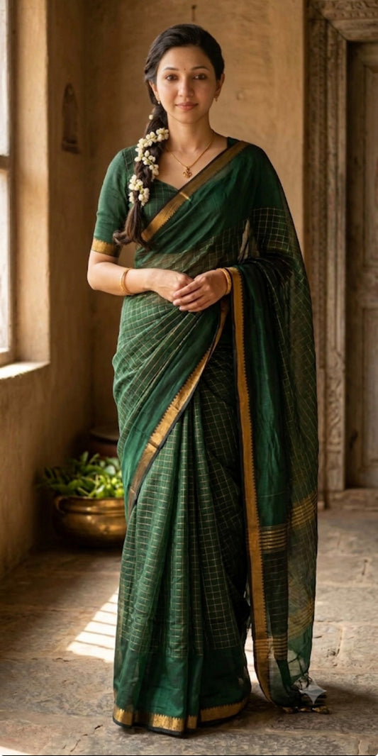 Mangalagiri pattu sarees Green