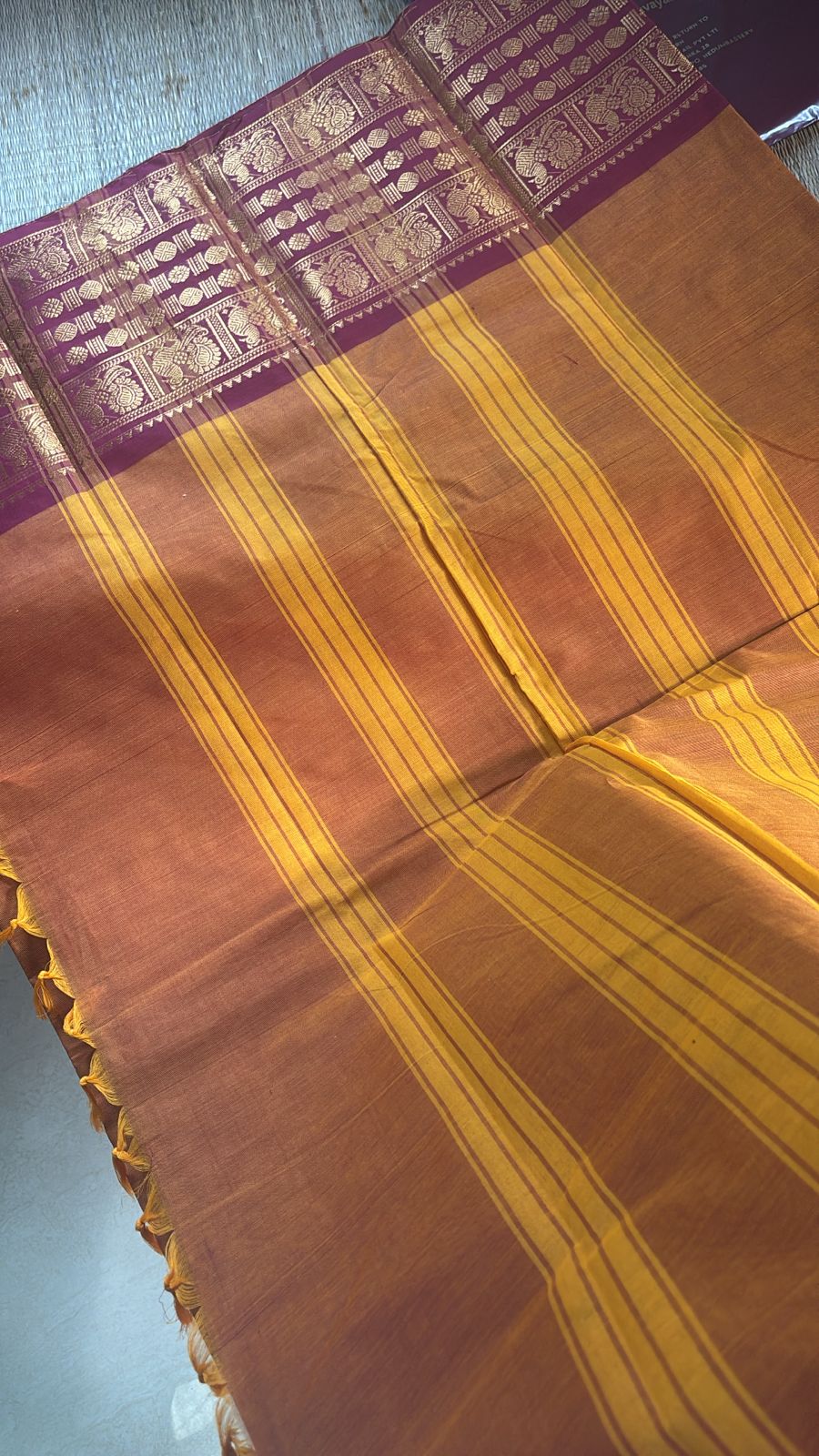 Vintage Maroon Kanchi border Chettinad Cotton Saree