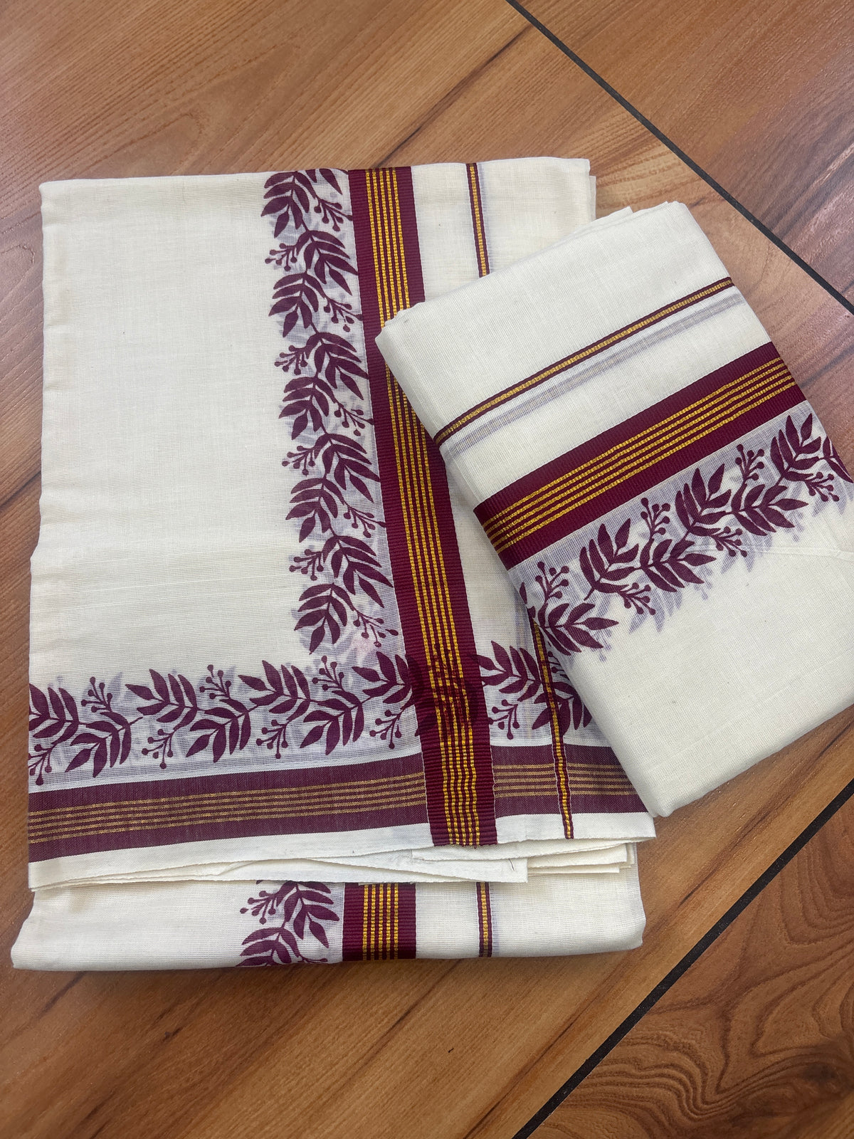 Fancy floral printed Cotton Set Mundu SAR78