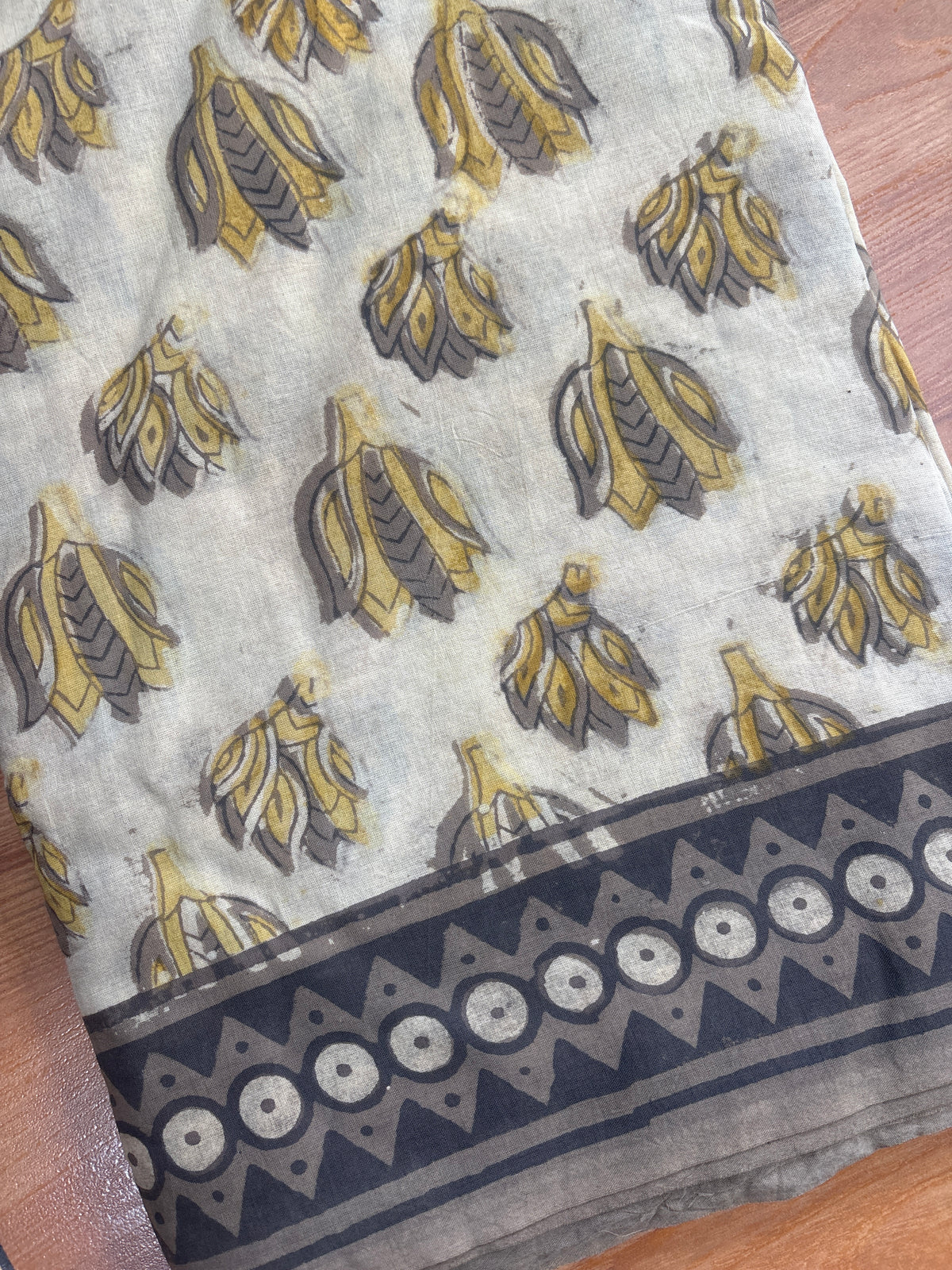 Natural dyed Block printed Mul Saree DWS20
