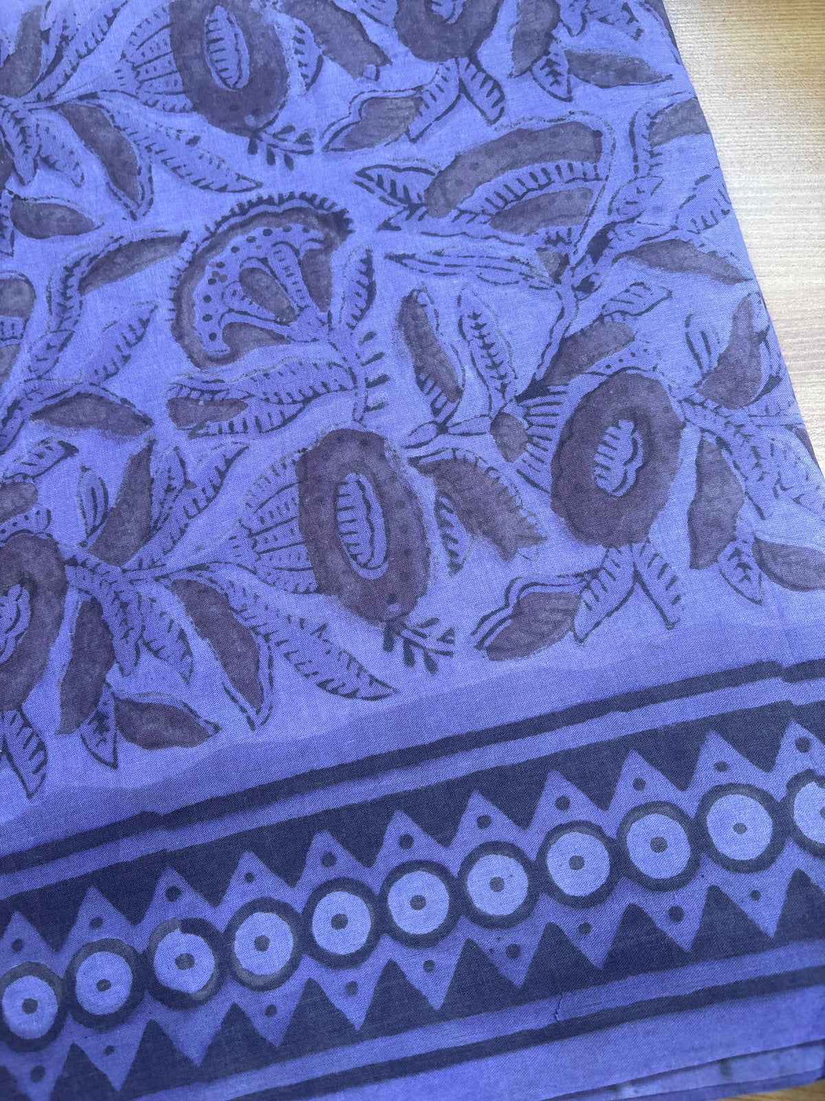 Natural Dyed block printed Mul Saree DWS25