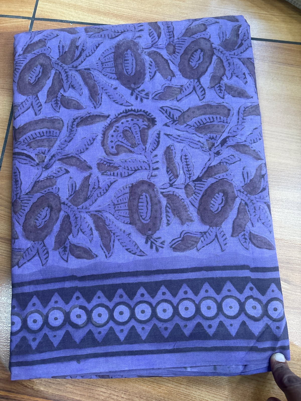 Natural Dyed block printed Mul Saree DWS25